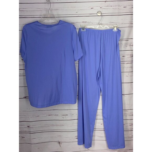 Vintage Vanity Fair Short‎ Sleeve Button-Up Pajama Set With Elastic Waist Pants - Picture 3 of 9